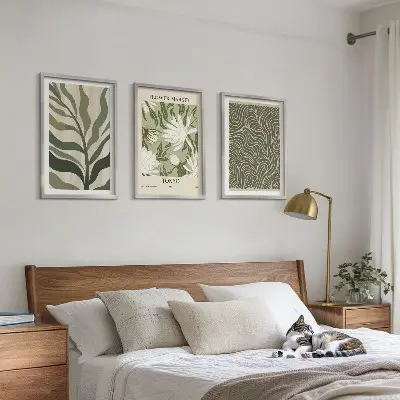 Boho ukrasi s biljnim uzorcima set od 3 slike u okviru