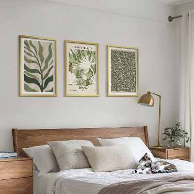 Set 3 slike u okviru Boho ukrasi s biljnim uzorcima