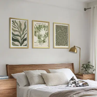 Boho ukrasi s biljnim uzorcima set od 3 slike u okviru