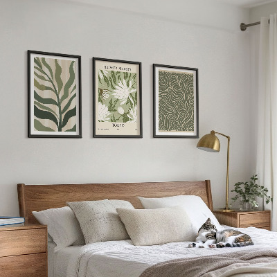 Set 3 slike u okviru Boho ukrasi s biljnim uzorcima