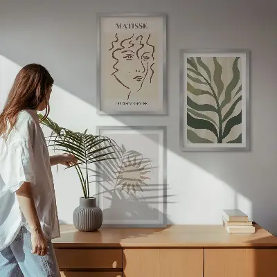 Apstraktni biljni uzorci triptih u okviru