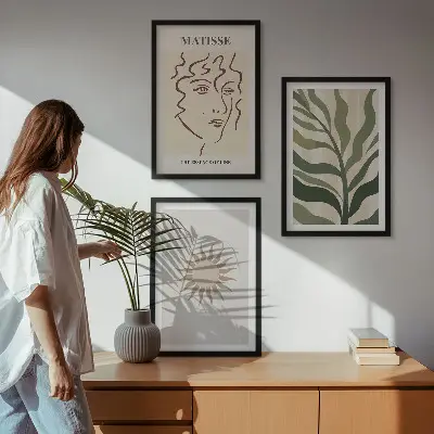 Apstraktni biljni uzorci triptih u okviru