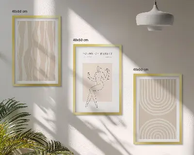 Apstraktni boho ukrasi set od 3 slike u okviru