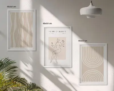 Apstraktni boho ukrasi set od 3 slike u okviru