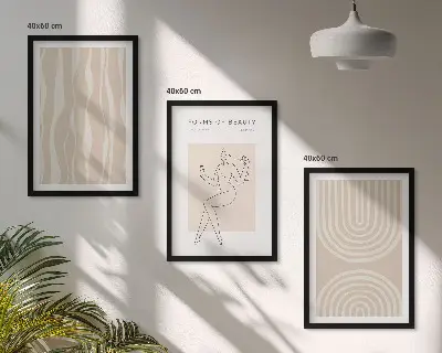 Apstraktni boho ukrasi set od 3 slike u okviru