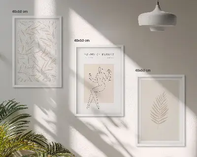 Zidna galerija minimalistički botanički motivi