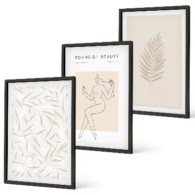 Zidna galerija minimalistički botanički motivi