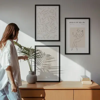 Zidna galerija minimalistički botanički motivi