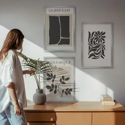 Apstraktni biljni uzorci triptih u okviru
