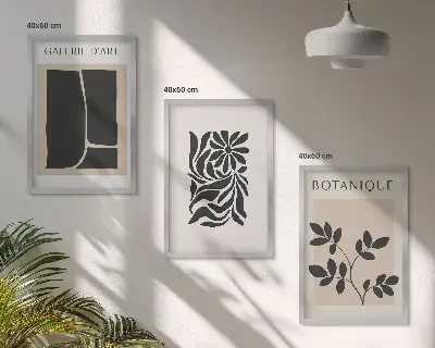 Apstraktni biljni uzorci triptih u okviru