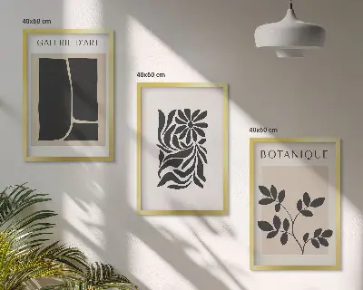 Apstraktni biljni uzorci triptih u okviru