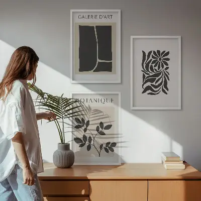 Apstraktni biljni uzorci triptih u okviru