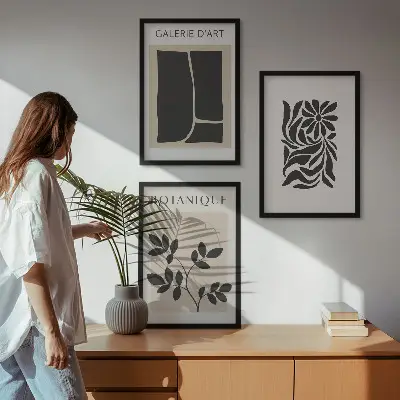 Apstraktni biljni uzorci triptih u okviru