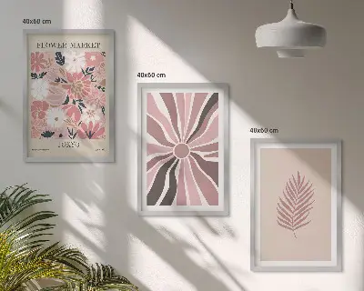 Zidna galerija s uzorcima cvijeća, lišća i geometrije