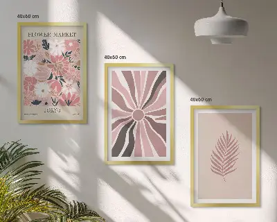 Zidna galerija s uzorcima cvijeća, lišća i geometrije