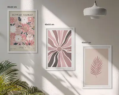 Zidna galerija s uzorcima cvijeća, lišća i geometrije