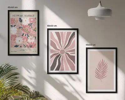 Zidna galerija s uzorcima cvijeća, lišća i geometrije