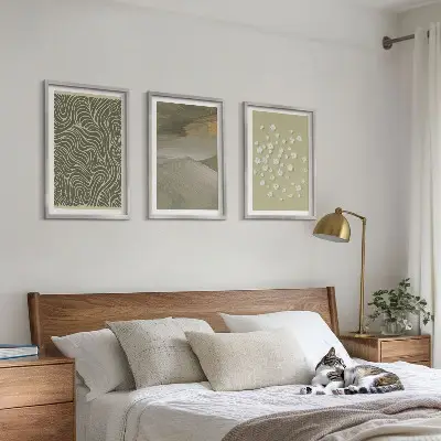 Apstraktni cvjetni valoviti uzorci set od 3 slike u okviru