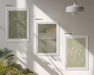 Apstraktni cvjetni valoviti uzorci set od 3 slike u okviru