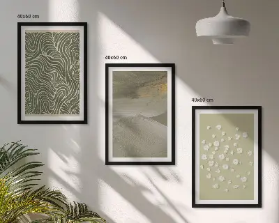 Apstraktni cvjetni valoviti uzorci set od 3 slike u okviru