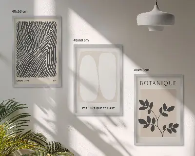 Biljni uzorci i linije set 3 slike u okviru