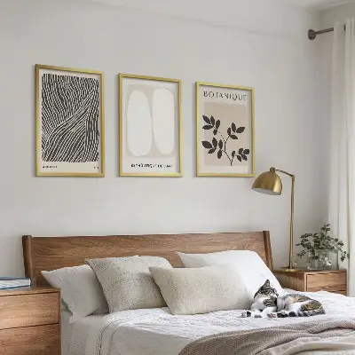 Biljni uzorci i linije set 3 slike u okviru