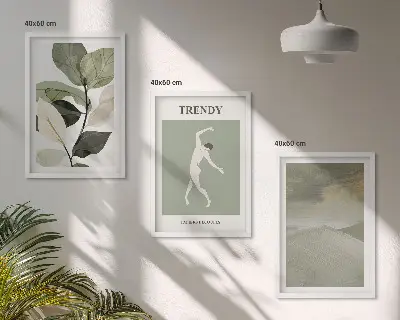 Apstraktni uzorci silueta biljaka triptih u okviru