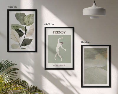Triptih u okviru Apstraktni uzorci silueta biljaka
