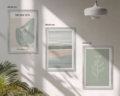 Set 3 slike u okviru Apstraktni pastelni oblici biljaka