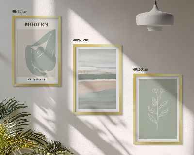 Set 3 slike u okviru Apstraktni pastelni oblici biljaka