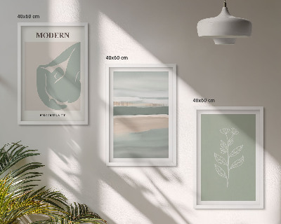 Set 3 slike u okviru Apstraktni pastelni oblici biljaka