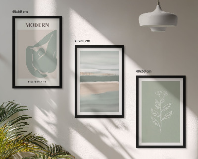 Set 3 slike u okviru Apstraktni pastelni oblici biljaka