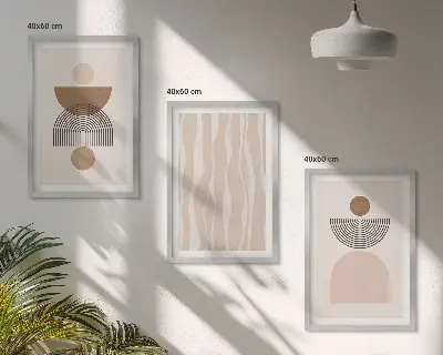 Apstraktni oblici smeđe bež boje set 3 slike u okviru