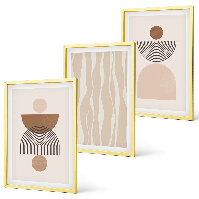 Set 3 slike u okviru Apstraktni oblici smeđe bež boje