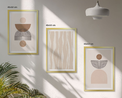 Set 3 slike u okviru Apstraktni oblici smeđe bež boje