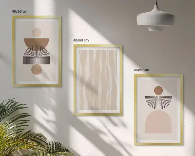 Apstraktni oblici smeđe bež boje set 3 slike u okviru