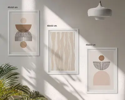 Apstraktni oblici smeđe bež boje set 3 slike u okviru