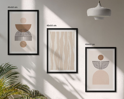 Set 3 slike u okviru Apstraktni oblici smeđe bež boje