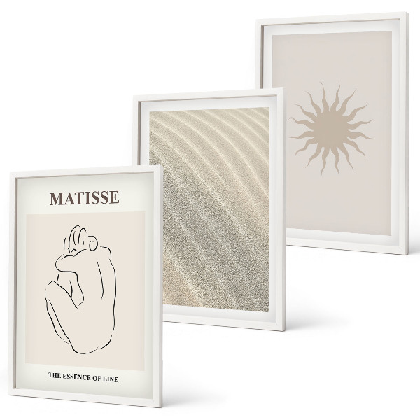Set 3 slike u okviru Minimalističke linije od pijeska sunce