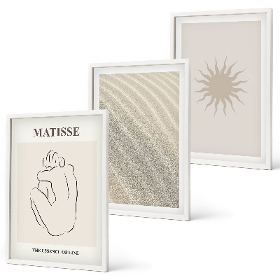 Set 3 slike u okviru Minimalističke linije od pijeska sunce