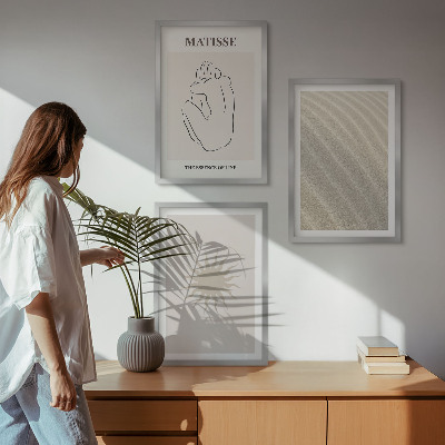 Set 3 slike u okviru Minimalističke linije od pijeska sunce