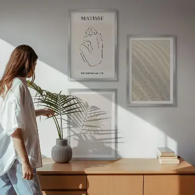 Minimalističke linije od pijeska sunce set 3 slike u okviru