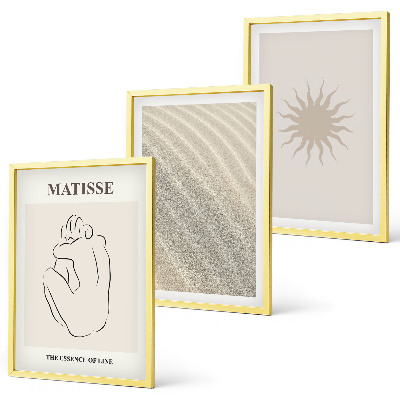 Set 3 slike u okviru Minimalističke linije od pijeska sunce