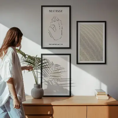 Minimalističke linije od pijeska sunce set 3 slike u okviru