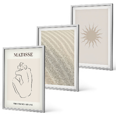 Set 3 slike u okviru Minimalističke linije od pijeska sunce