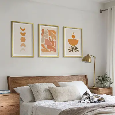 Apstraktni narančasti oblici set od 3 slike u okviru