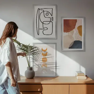 Apstraktni ukrasi u boji triptih u okviru