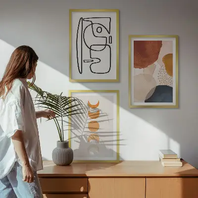 Apstraktni ukrasi u boji triptih u okviru