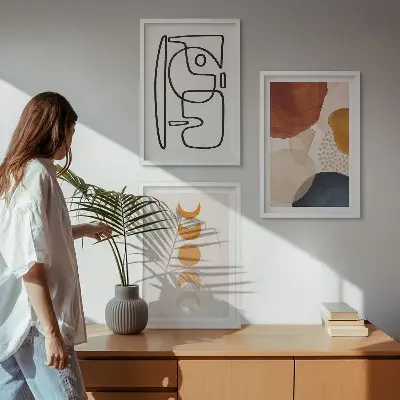 Apstraktni ukrasi u boji triptih u okviru