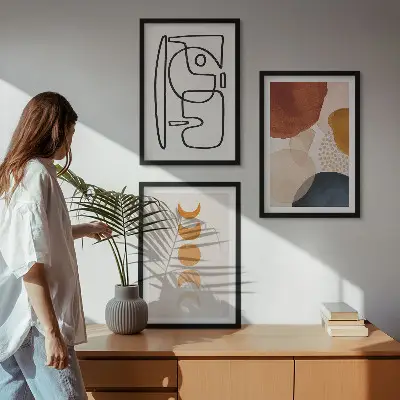 Apstraktni ukrasi u boji triptih u okviru